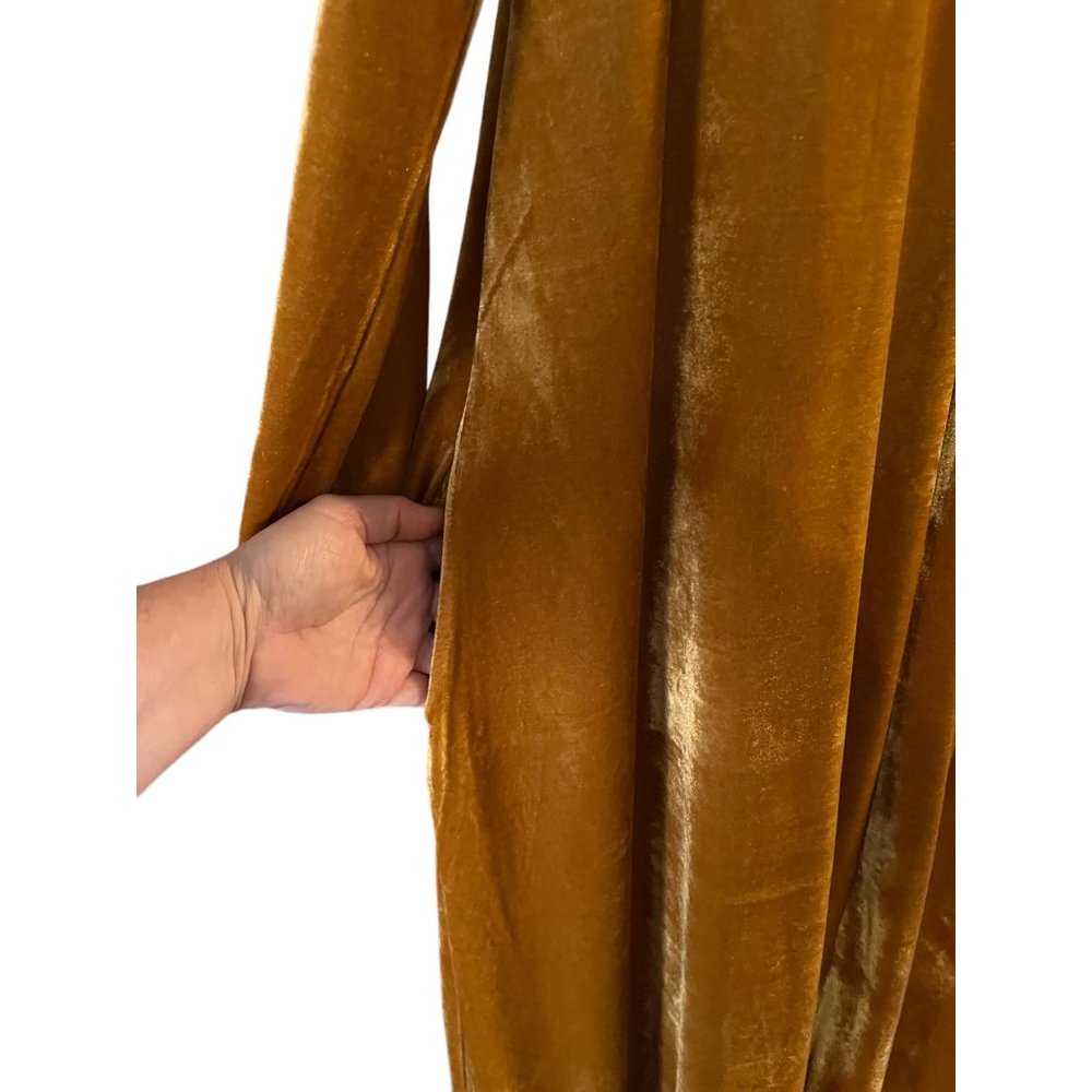 Maxi Dress Small Gold Velour Long Sleeve - Picture 5 of 9